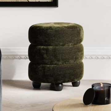 Emi Olive / Black Pouffe