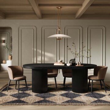 Nova Pair of Brown Dining Chairs | Black Legs
