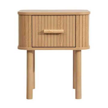Aksel 1 Drawer Fluted Bedside Table | Oak Finish