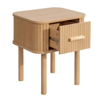 Aksel 1 Drawer Fluted Bedside Table | Oak Finish