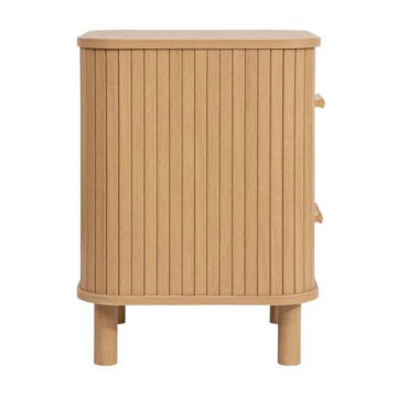 Aksel 2 Drawer Fluted Bedside Table | Oak Finish