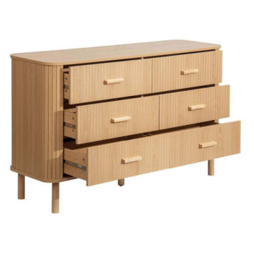 Aksel 6 Drawer Fluted Chest | Oak Finish