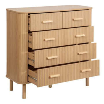 Aksel 5 Drawer Fluted Chest | Oak Finish