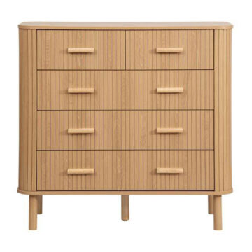 Aksel 5 Drawer Fluted Chest | Oak Finish