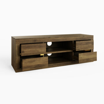 Goldhaven 4 Drawer TV Unit 130cm | Dark Oak Finish | Clearance