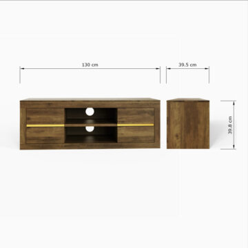 Goldhaven 4 Drawer TV Unit 130cm | Dark Oak Finish | Clearance