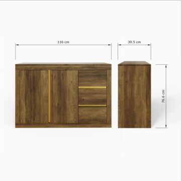 Goldhaven 2 Door Sideboard with Drawers | Dark Oak Finish