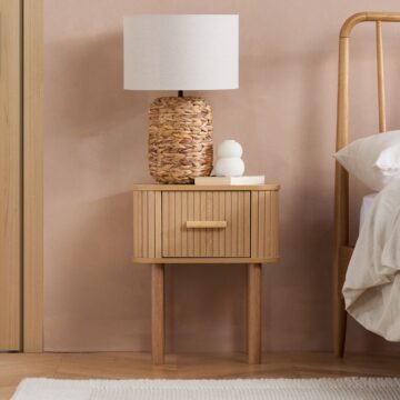 Aksel 1 Drawer Fluted Bedside Oak