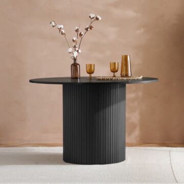 Aksel Round Fluted Dining Table Black