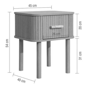 Aksel 1 Drawer Fluted Bedside Table | Oak Finish