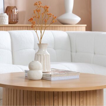 Aksel Round Fluted Coffee Table | Oak Finish