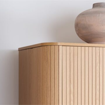 Aksel Fluted Double Wardrobe with Drawer | Oak Finish