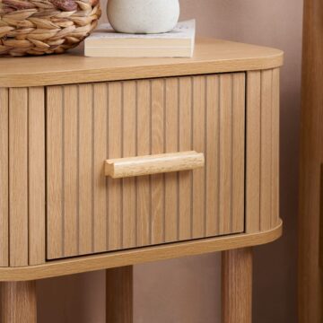 Aksel 1 Drawer Fluted Bedside Table | Oak Finish