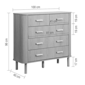 Aksel 5 Drawer Fluted Chest | Oak Finish