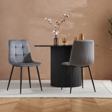 Aksel Black Round Fluted Dining Table