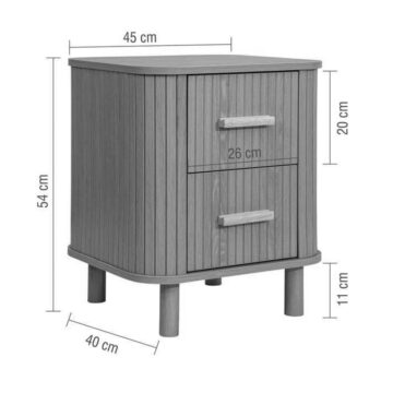 Aksel 2 Drawer Fluted Bedside Table | Oak Finish