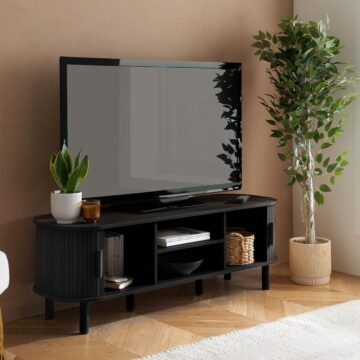 Aksel Black Fluted TV Unit 140cm