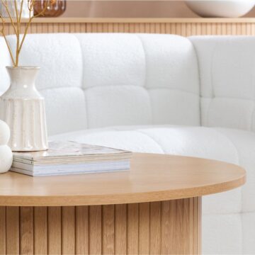 Aksel Round Fluted Coffee Table | Oak Finish