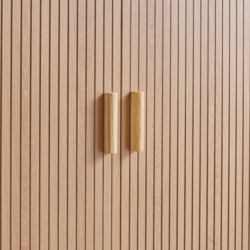 Aksel Fluted Double Wardrobe with Drawer | Oak Finish