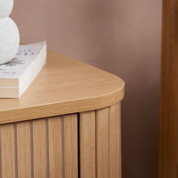 Aksel 1 Drawer Fluted Bedside Table | Oak Finish