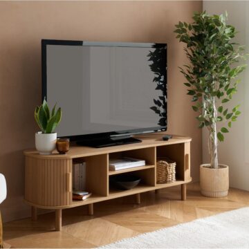 Aksel Fluted TV Unit 140cm | Oak Finish