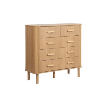Aksel 5 Drawer Fluted Chest | Oak Finish