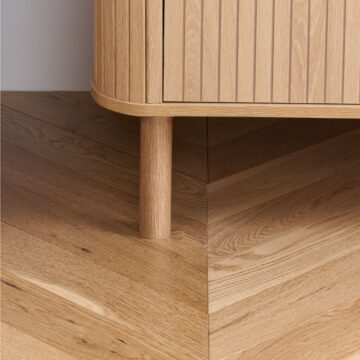 Aksel Fluted Double Wardrobe with Drawer | Oak Finish