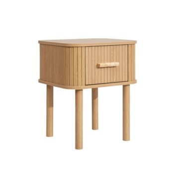 Aksel 1 Drawer Fluted Bedside Table | Oak Finish