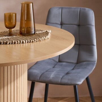 Aksel Round Fluted Dining Table | Oak Finish