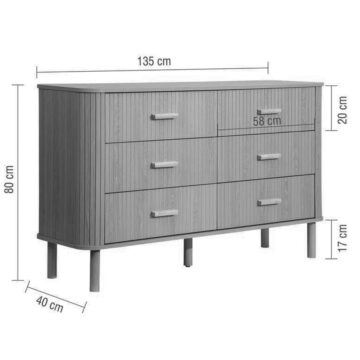 Aksel 6 Drawer Fluted Chest | Oak Finish