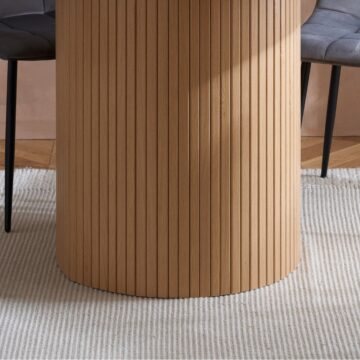 Aksel Round Fluted Dining Table | Oak Finish