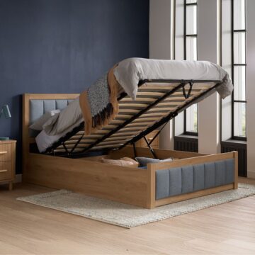 Belmont 5′ King Size Ottoman Bed | Oak Finish