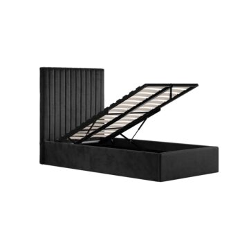 Shadwell Black Tall 3′ Single Ottoman Bed