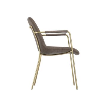 Carlo Pair of Taupe Dining Chairs | Armrests