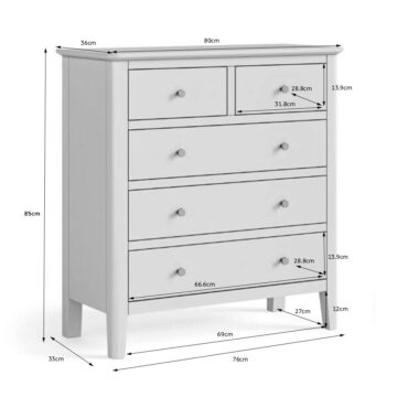 Ashdale Warm Oak 2 Over 3 Chest of Drawers | Assembled