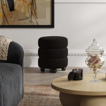 Emi Black / Black Pouffe