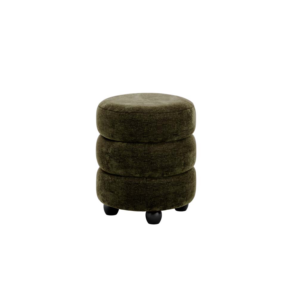 Emi Olive / Black Pouffe