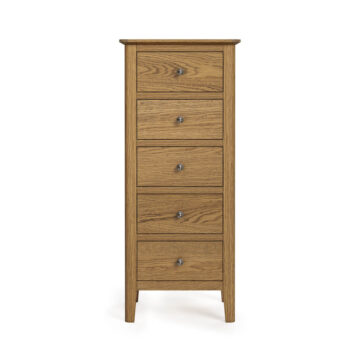 Ashdale Warm Oak 5 Drawer Tallboy | Assembled