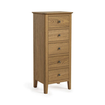 Ashdale Warm Oak 5 Drawer Tallboy | Assembled
