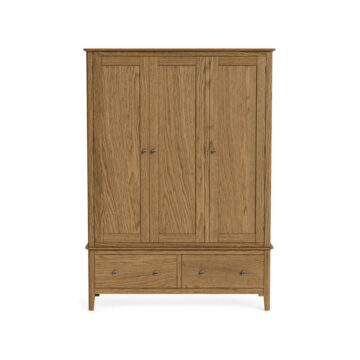 Ashdale Warm Oak Triple Wardrobe with Drawers