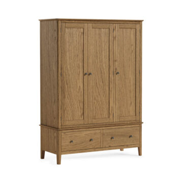 Ashdale Warm Oak Triple Wardrobe with Drawers