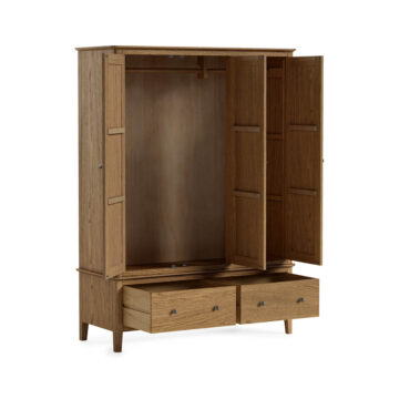 Ashdale Warm Oak Triple Wardrobe with Drawers