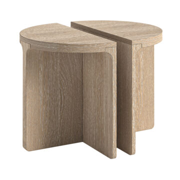 Elwood Oak Half Moon Nest Of Table With Wooden Top