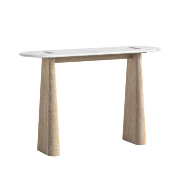 Elwood Oak Console Table With Travertine Top