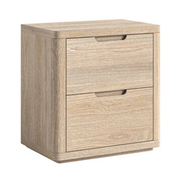 Elwood Oak 2 Drawer Wide Bedside