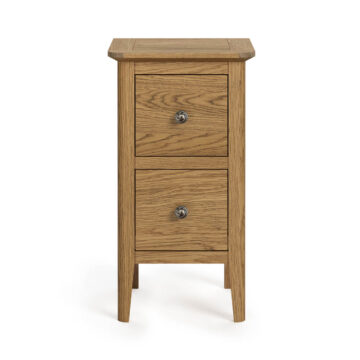Ashdale Warm Oak Narrow 2 Drawer Bedside Cabinet | Assembled
