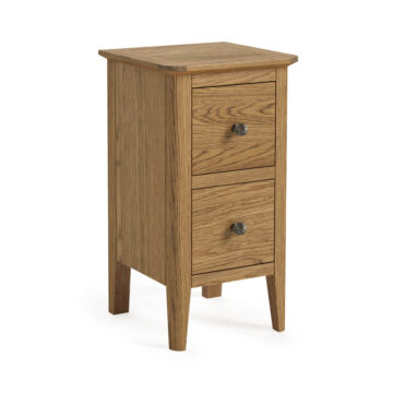 Ashdale Warm Oak Narrow 2 Drawer Bedside Cabinet | Assembled