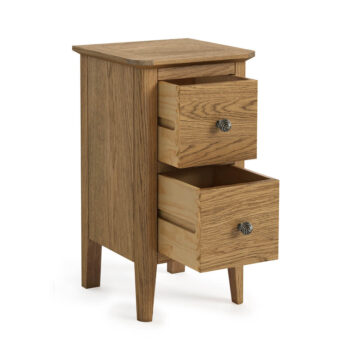 Ashdale Warm Oak Narrow 2 Drawer Bedside Cabinet | Assembled