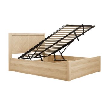 Hadley 6′ King Size Ottoman Bed | Oak Finish