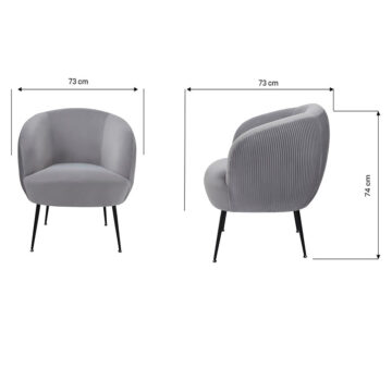 Kamilah Grey Pleated Velvet Accent Chair